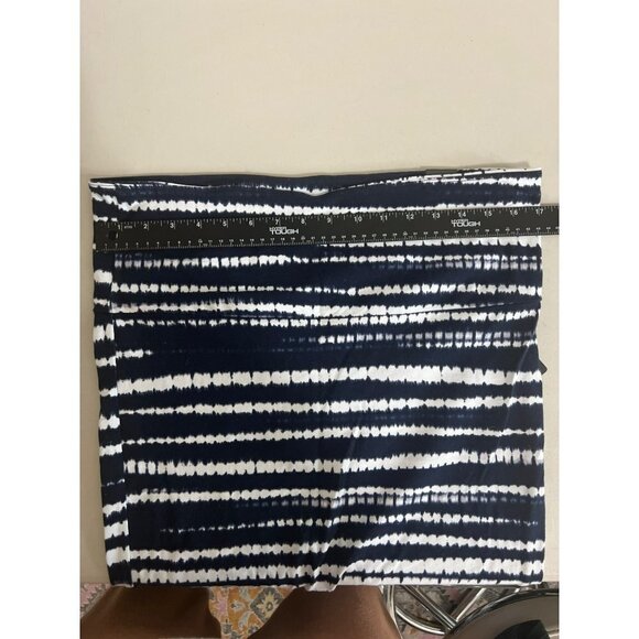 Torrid Sz 0 (US 12) Stretch Pencil Skirt Foldover Waist Navy Blue White Tie Die - Picture 6 of 7